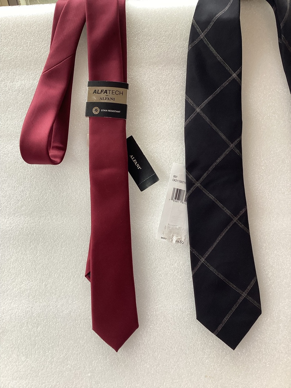Alfani Men's Burgundy Satin Solid Tie also New Calvin Klein Black Tie